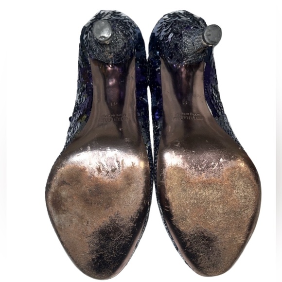 MIU MIU Sequin Embellishments Round ToePumpsHeels Size41 U.S. Size11 - Picture 9 of 15